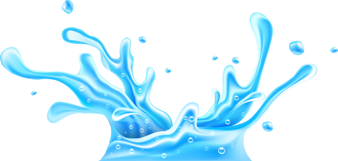 Water splash with bubbles spray and drops PNG